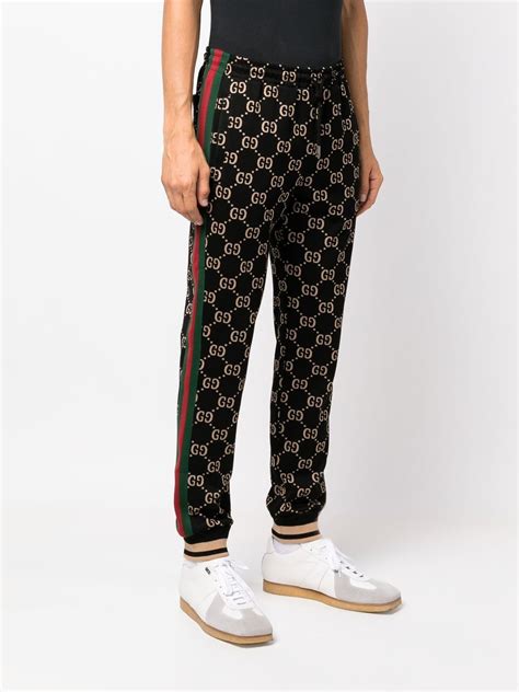 gucci pants stripe|gg satin jacquard pants.